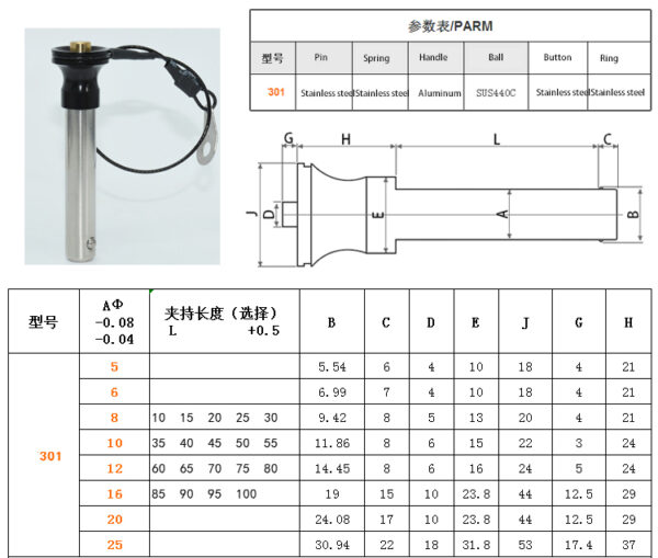 jergens ball lock pins